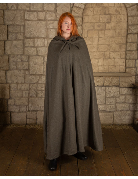 Medieval olive green wool cloak model...