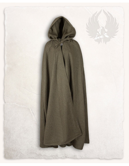 Medieval olive green wool cloak model...