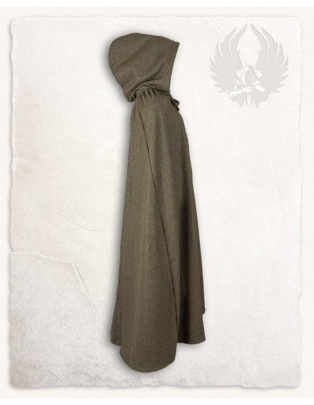 Medieval olive green wool cloak model...