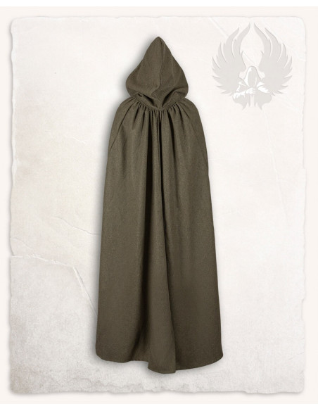 Medieval olive green wool cloak model...