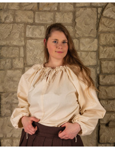Medieval blouse in natural white cotton Annabelle model