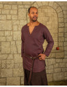 Viking tunic herringbone pattern model Tronde, burgundy