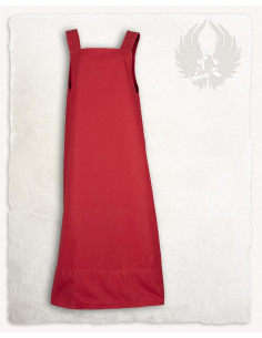 Apron-style dress model Lientje, red color 2