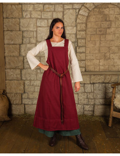 Apron-style dress, Lientje model, burgundy