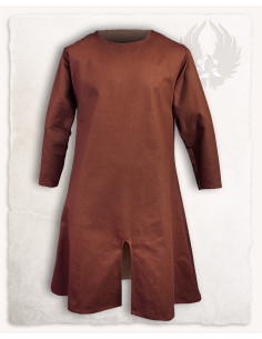 Long medieval tunic in brown cotton Wolfram model 2