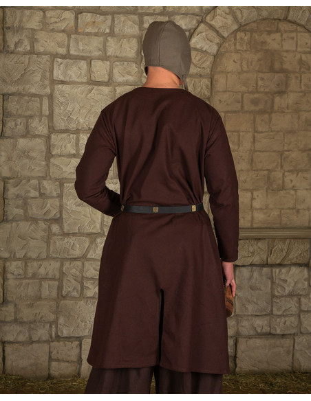 Long medieval tunic in brown cotton...
