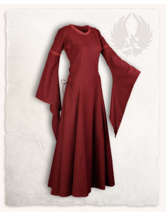 Medieval dress in premium cotton model Lenora, burgundy