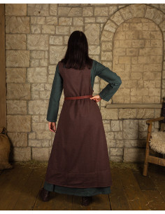 Apron-style dress model Lientje, brown color 2