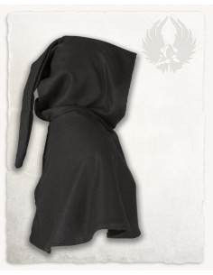 Medieval hood in black wool Wolfram model 2