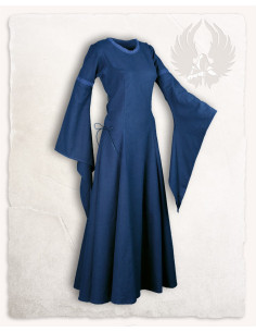 Medieval dress in premium cotton model Lenora, blue