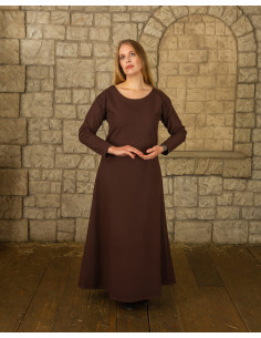 Medieval dress in premium cotton model Lenora, brown