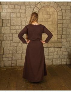 Medieval dress in premium cotton model Lenora, brown 2