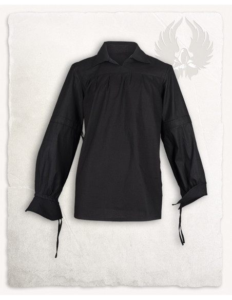 Medieval black cotton shirt Tilly model