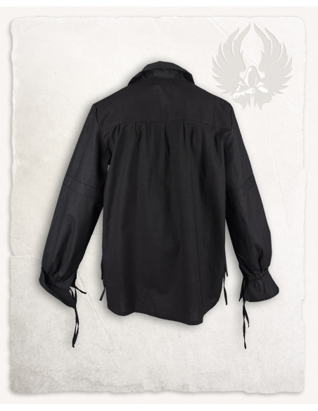 Medieval black cotton shirt Tilly model