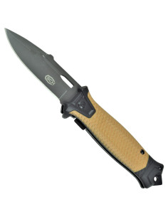 Field knife assisted brown handle (total 23 cm.)