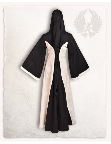 Black-cream medieval dress with hood...