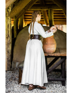 Long natural white tunic for a Medieval lady Scarlet model 2