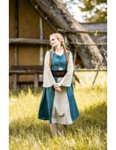 Light blue cotton medieval dress model Ilse