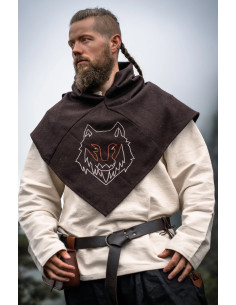 Gugel viking brown head wolf model Haldan 2