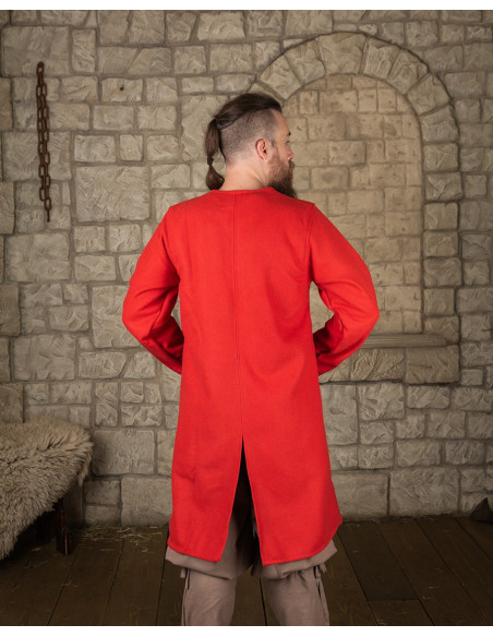 Red wool medieval crossed tunic,...