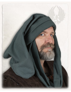 Medieval hat Rafael unisex in cotton, green color 2