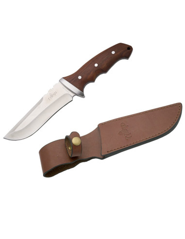 Hunting knife with wooden handle