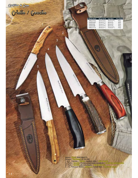 Criollo hunting knife, olive wood