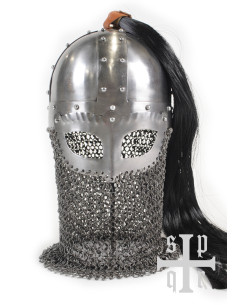 Functional Viking helmet with mask, executioner and incorporated hair, Reconditioned