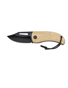 Field knife natural wood handle black blade (length 13 cm.)