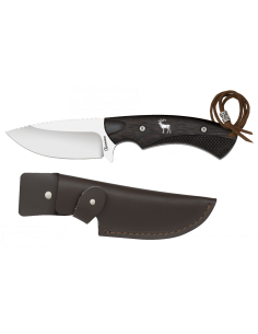 Boar hunting knife with leather sheath (length 22.3 cm.)