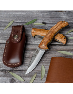 Artemisa hunting knife, satin natural olive handle