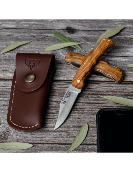 Mikra hunting knife, satin olive handle