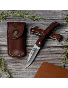Mikra hunting knife, satin red stamina handle