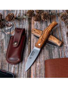 Delta hunting knife, satin natural olive handle (with...