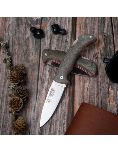 Athenea hunting knife, green canvas handle