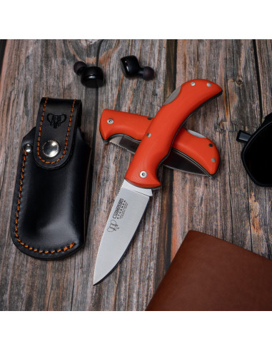 Athenea hunting knife, orange G10 handle (with sheath)