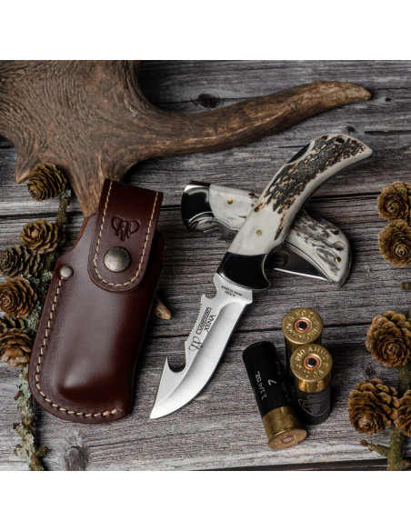 Xena hunting knife, polished stag...