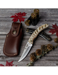 Cazorla hunting knife, polished ram handle