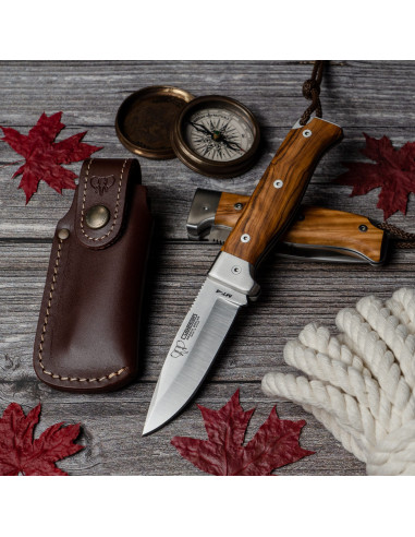 Hunting knife MT-4, satin natural olive handle