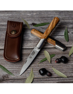 Vendetta hunting knife, natural olive handle (with sheath)