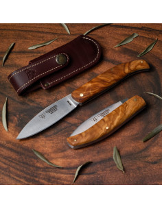 Pastora hunting knife, satin natural olive handle (with...