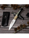 Cudeman hunting knife, polished bull horn handle (with sheath)