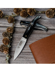 Cudeman hunting knife, bull horn handle