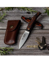 Cudeman hunting knife, red stamina handle (with sheath)