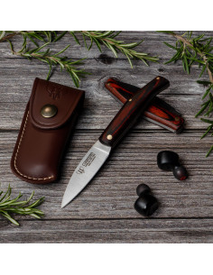 Cudeman hunting knife satin red stamina handle (with sheath)
