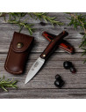 Cudeman hunting knife satin red stamina handle (with sheath)