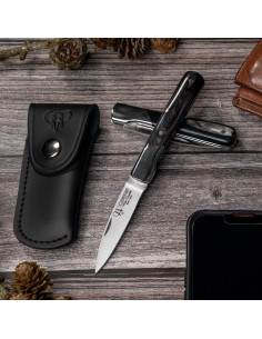 Mini Vendetta hunting knife, bull horn handle (with sheath)