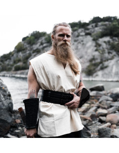 Sleeveless Viking tunic in natural white color