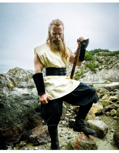 Sleeveless Viking tunic in natural white color 2