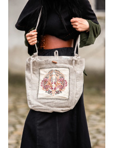 Bag with Viking embroidery Tora model, natural white